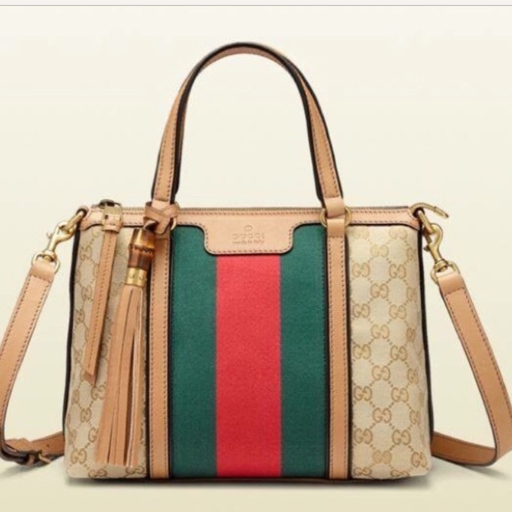 Gucci Canvas Top Handle/Crossbody in Classic Khaki